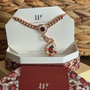 This Is The One Rose Gold Plated Necklace with Garnet Cubic Zirconia